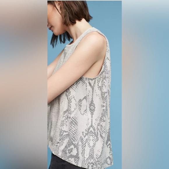 New AKEMI + KIN Marietta Cocoon Top Shirt Blouse Gray Snake Skin Anthropologie L - Picture 14 of 14